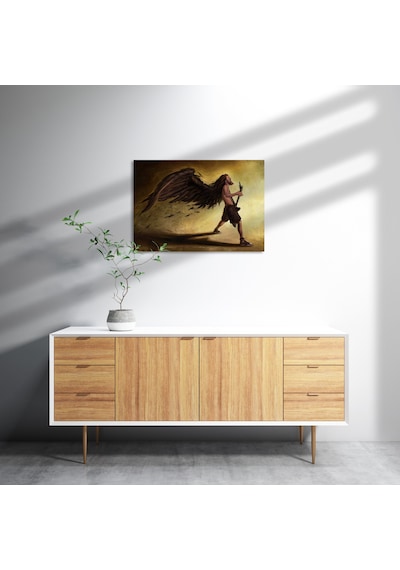 Cakasepetim Elektrogitar Çalan Adam Karikatürize Ahşap Mdf Tablo