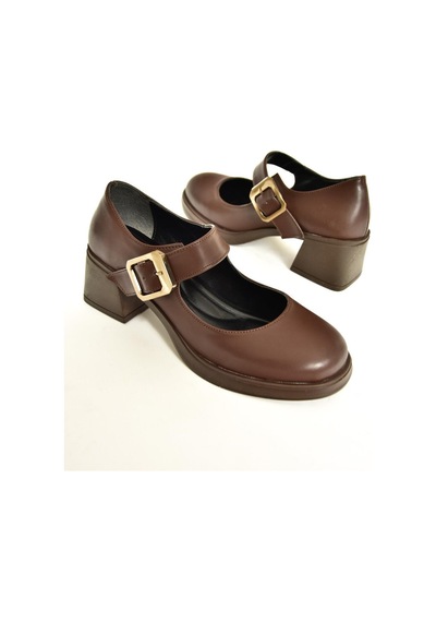 Fox Shoes T820236009 Kahverengi Kalın Topuklu Kadın Ayakkabı Kahverengi