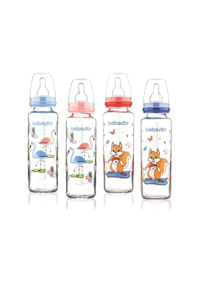Tr Desenli Cam Biberon Silikon Emzik, 250 Ml