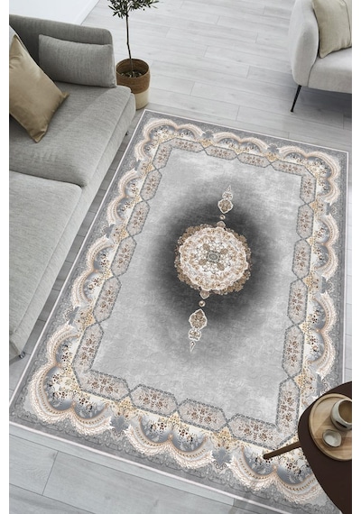 Modern Makinede Yıkanabilir Kaydırmaz Leke Tutmaz Salon Halı Oturma Odası Halı Mutfak Halı Ve Yolluk Koyu Gri