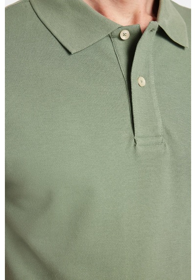 Tudors Erkek Slim Fit Dar Kesim %100 Pamuk Yeşil Polo Yaka Tişört-32800 Yeşil
