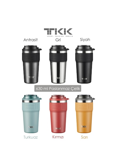 Tkk 630 Ml Özel Seri Çelik Mug Kahve Bardağı Pipetli/rahat İçim 6 Saat Sıcak/12 Saat Soğuk Termos -2023 630ml 001