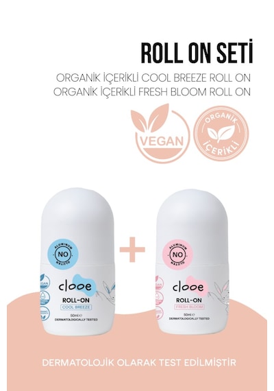 Alüminyum İçermeyen Hassas Cilt Uyumlu Organik Aloe Vera Ve Fresh Bloom Özlü Roll On Deodorant 2'li Set 2x50 Ml