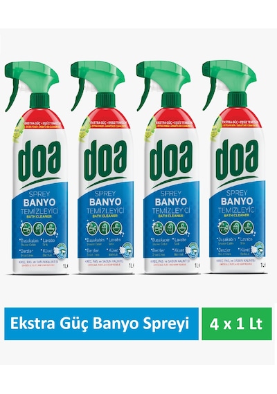 Doa Banyo Extra Güç Temizlik Spreyi 1 Lt X 4 Adet 4'lü Set