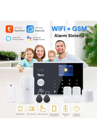 Yeco Sas-10 Akıllı Alarm Sistemi Wifi, Tuya Uyumlu, Mobil Kontrollü