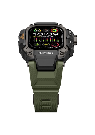 Watch Ultra 49mm Uyumlu Mohseven İwatch Punk Fortress Serisi Kasa Koruyuculu Silikon Kordon Yeşil