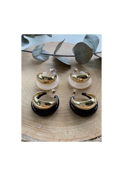Akrilik Gold Yarım Halka Küpe Siyah - 741450352 Siyah - 741450352 Siyah