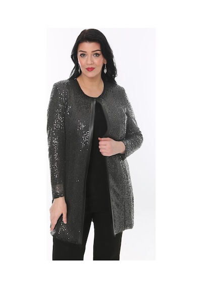 Ladies First Büyük Beden 3786 Antrasit Ceket+bluz Takım 001