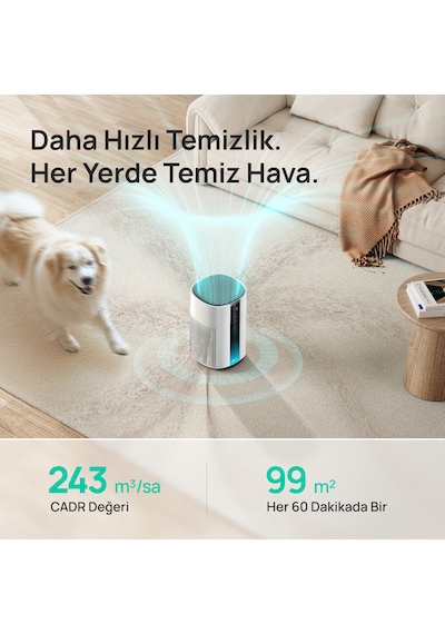 Air Purifier 337s Akıllı Hava Temizleyici, 3 Aşamalı Hepa Filtre, Pm2.5 Sensör, Led Ekran Beyaz