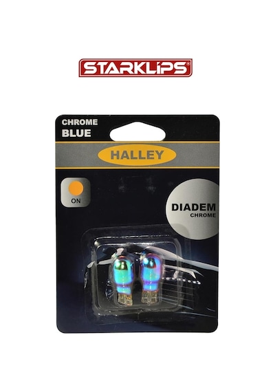 Set Diadem Ampul Dipsiz 12v W18w Halley Chrome Bule