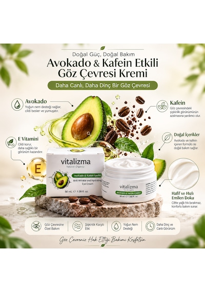 Avokado & Kafein Göz Çevresi Bakım Kremi 50 Ml Nemlendirici & Kırışıklık Karşıtı