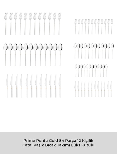 Emsan Prime Penta Gold 84 Parça Çatal Kaşık Bıçak Seti Lüks Kutul