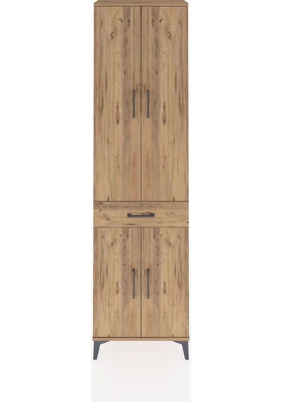 Arges Dolap 4 Raflı Tek Çekmeceli 4 Kapaklı 60x30x221 Çam-çam Çam