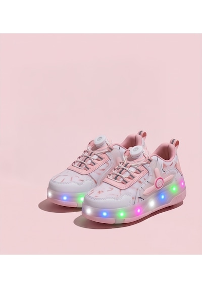 2256-n-drops Led Işıklı Çift Tekerlekli Akıllı Bağcıklı Unisex Çocuk Patenli Ayakkabı Beyaz - Pembe 2256-n-drops Led Işıklı Çift Tekerlekli Akıllı Bağcıklı Unisex Çocuk Patenli Ayakkabı Beyaz - Pembe
