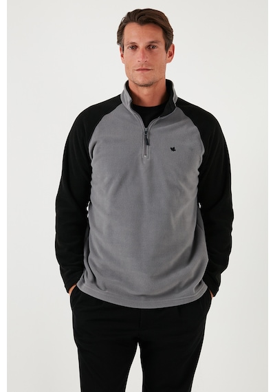 Buratti Slim Fit Yarım Fermuarlı Kışlık Şardonlu Erkek Polar 5906055 Gri