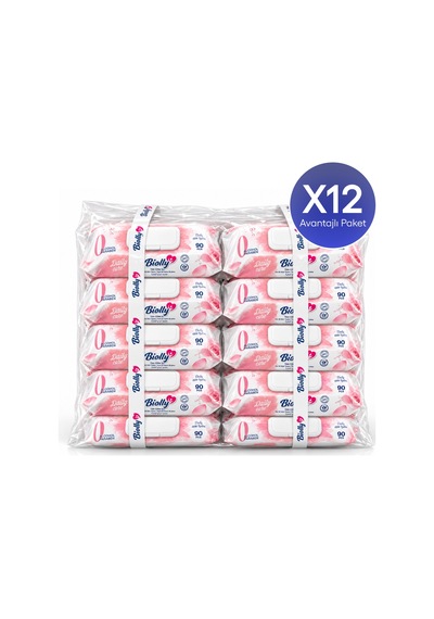Biolly Daily Care Günlük Islak Mendil 90 Yaprak 12'li Paket 12'li Set