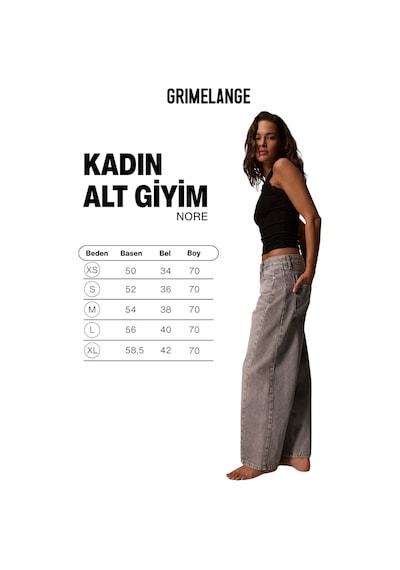 Grımelange Grimelange Nore Kadın Standart Bel Barel Relaxed Jean Gri Pantolon
