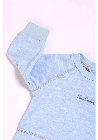 Pierre Cardin %100 Pamuk Erkek Bebek Çıtçıtlı Belden Lastikli Ikili Takım 302392 Mavi Melanj