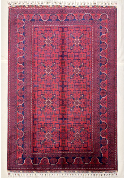 El Dokuma Afgan Halı 100% Yün Kök Boya Elsanat Eseı İle Harıka Yildiz Desenlı Kırmızı