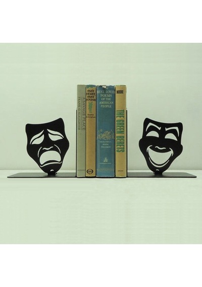 Maske Figürlü Dekoratif Metal Kitap Tutucu - Kitap Desteği