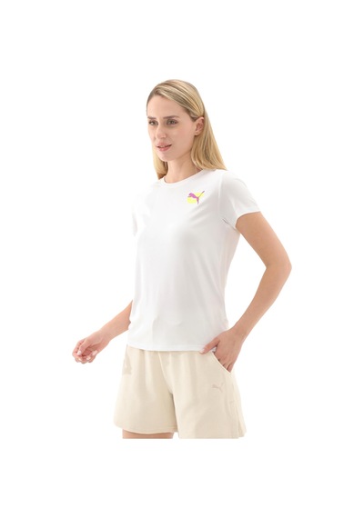 Puma Graphıcs Runnıng Illustratıo Kadın T-shirt Beyaz 526553-02 Beyaz