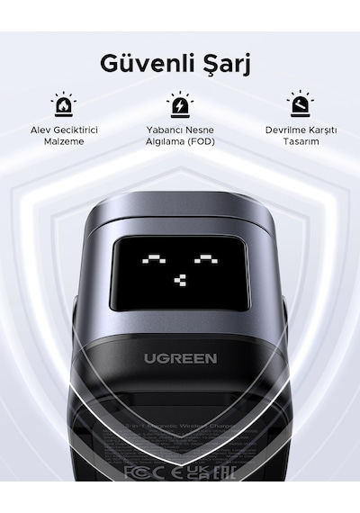 Uno Qi2 20w 2'si 1 Arada Kablosuz Şarj Cihazı 15w İphone + Airpods 5w Siyah