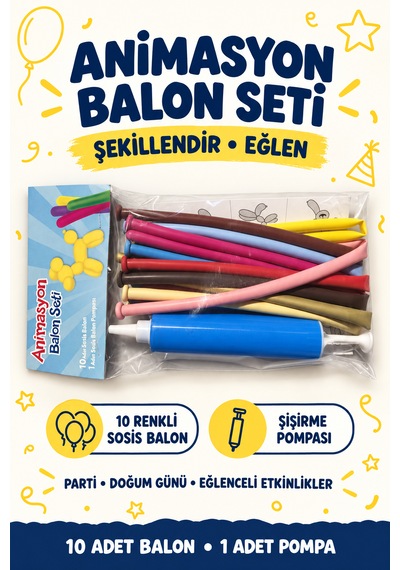 Animasyon Balon Seti Çok  Renkli