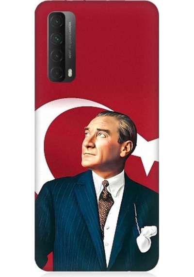 Huawei P Smart 2021 Uyumlu Mustafa Kemal Atatürk Ve Bayrak Desenli Silikon Kılıf