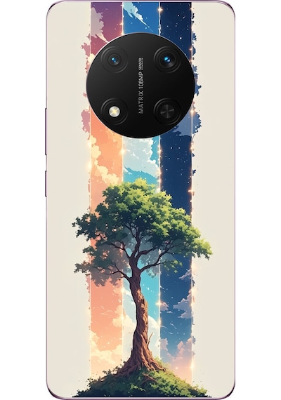 Honor Magic 7 Lite Uyumlu Yalnız Ağaç Dört Mevsim Baskılı Silikon Kılıf Renkli