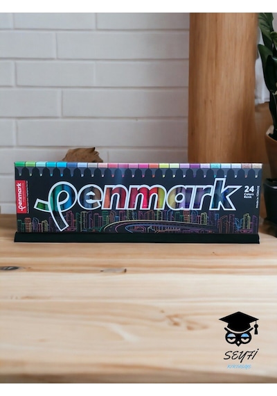 Penmark 24 Renk Plastik Standlı Fosforlu Kalem Seti İşaretleme Kalem Seti Highlighter Çok Renkli