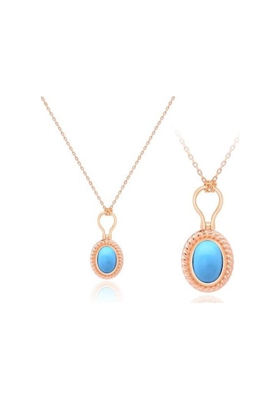 Tektaş - Pembe Altın 14 Ayar Firuze Taş Kolye N11.45677