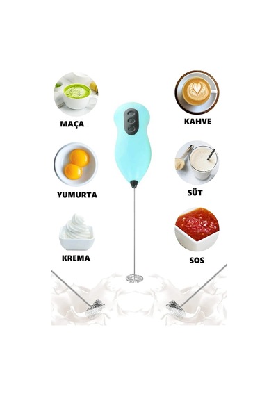 Mini Mikser Kahve Süt Köpürtücü Karıştırıcı Cappucino Mixer Pilli Çırpıcı Plastik Diğer