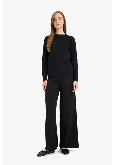 Defacto Wide Leg Geniş Bol Paça Triko Pantolon F1102ax25aubk81 Siyah Defacto Wide Leg Geniş Bol Paça Triko Pantolon F1102ax25aubk81 Siyah