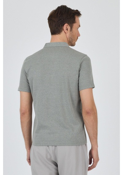 Koyu Yeşil Kısa Kol Düz Suprem Polo Yaka Cepsiz Pamuklu Casual Slim Fit Tişört 1011250164 700 Koyu Yeşil
