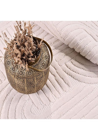 Bespoky Geometrik Modern Salon Halısı Krem - Pudra Pembe