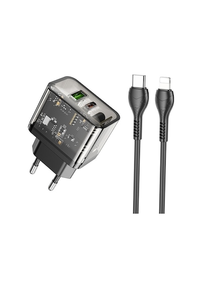 Hoco N34 PD20W USB + Type-C + Lightning Kablo Hızlı Şarj Adaptör Seti