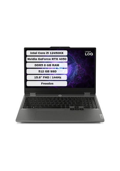 Lenovo LOQ 15IAX9 83GS007WTR i5-12450HX 8 GB 512 GB SSD RTX4050 15.6" Dos Dizüstü Bilgisayar