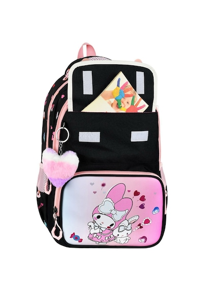 My Melody Baskılı Ortopedik Su Geçirmez Okul Çantası Termal Beslenme Ve Kalemlik Seti Siyah