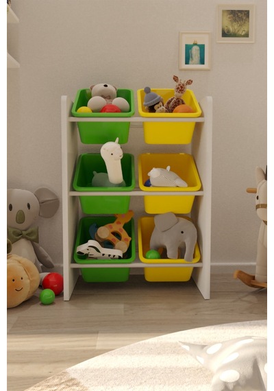 6 Sepetli Çok Amaçlı Montessori Oyuncak Dolabı