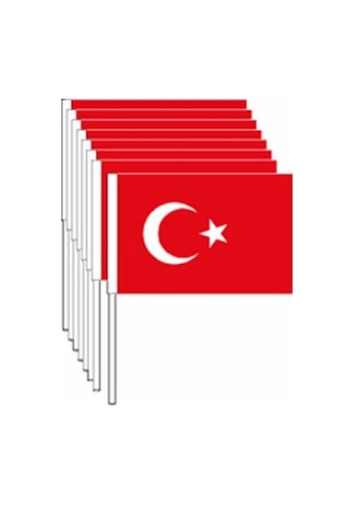 10 Adet Sopalı Kağıt Küçük Türk Bayrağı 19x23cm 1