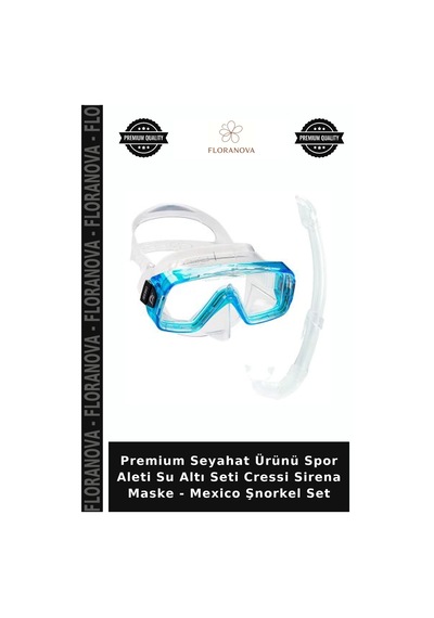 Premium Seyahat Ürünü Spor Aleti Su Altı Seti Cressi Sirena Maske - Mexico Şnorkel Set Clear-Aquamarıne