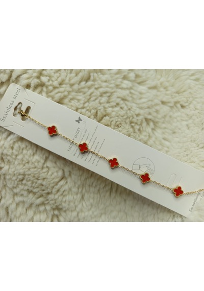 Stainless Steel Turuncu Yonca Çelik Bileklik Gold