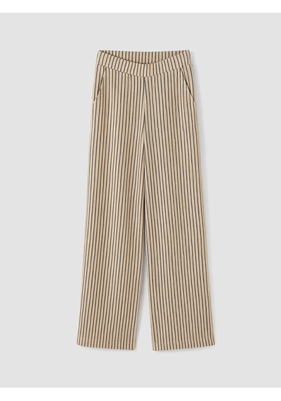 Lcw Everyday Ekru Beli Lastikli Çizgili Kadın Pantolon