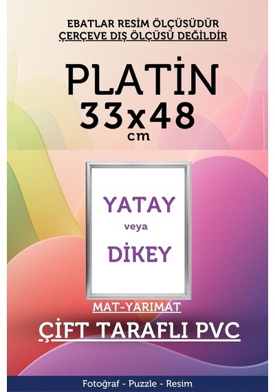 Platin-22mm-33x48 Cm Mat Pvc Li Camsız Fotoğraf 500 Parça Puzzle Belge Çerçeve Yatay Dikey Asılabilme.