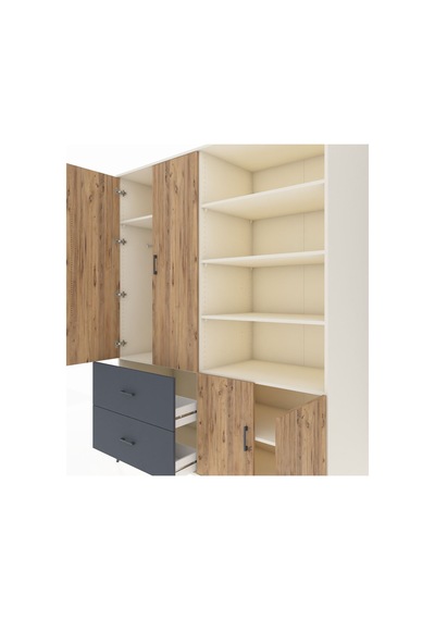Kronos Gardrop 7 Raflı 2 Çekmeceli Tek Askılı 176x59x221 Aytaşı-çam/antrasit Çam/antrasit Kronos Gardrop 7 Raflı 2 Çekmeceli Tek Askılı 176x59x221 Aytaşı-çam/antrasit Çam/antrasit