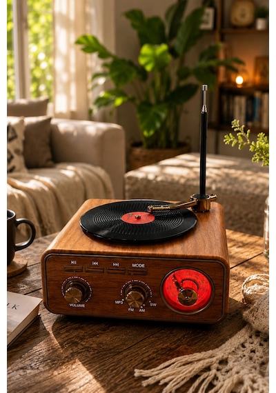 Meier Md-1317bt Nostaljik Görünümlü Bluetooth Hoparlör Ve 3 Bantlı Şarjlı Radyo