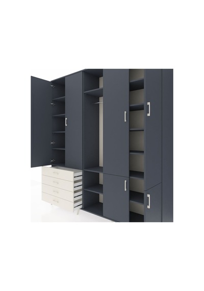 Hyperion Dolap 14 Raflı 4 Çekmeceli Tek Askılı 220x44x243 Antrasit-antrasit/aytaşı Çok Renkli Hyperion Dolap 14 Raflı 4 Çekmeceli Tek Askılı 220x44x243 Antrasit-antrasit/aytaşı Çok Renkli