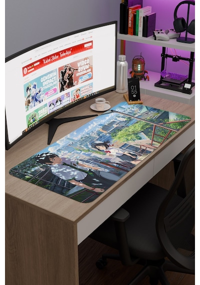 Kimi No Na Wa Kaymaz Dikişli Kauçuk Oyuncu Mousepad V3 - 90x40 Xxl Gaming Mouse Pad Fare Altlığı