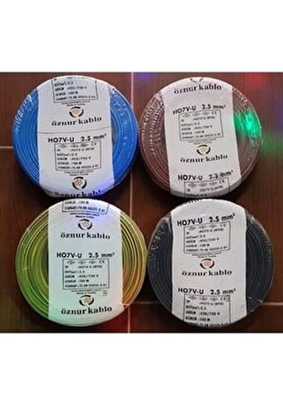 Öznur 1,5Mm & 2,5Mm Nya Kablo Tek Damar %100 Tam Bakır 100 Metre