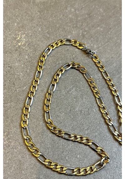 Viyana Tasarım Fashion Model Gold Silver Color 316l Paslanmaz Çelik 55cm Kolye Altın - Gümüş